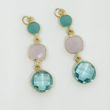 Swiss blue topaz, rosequartz and chalcedon hanger