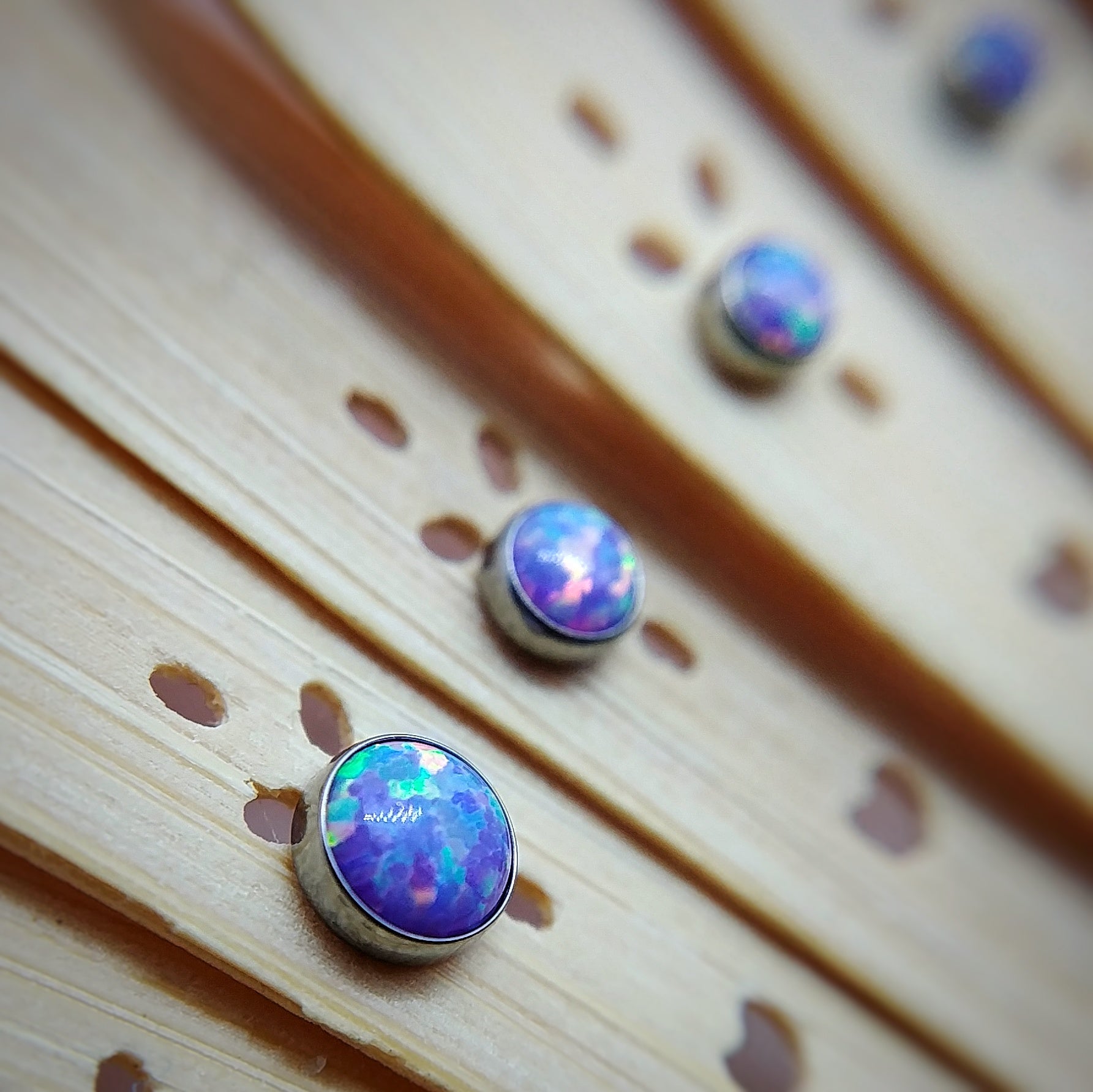 Synthetic Opal cabochon threadless by Neometal Jewelry Pain Couture Body Piercing
