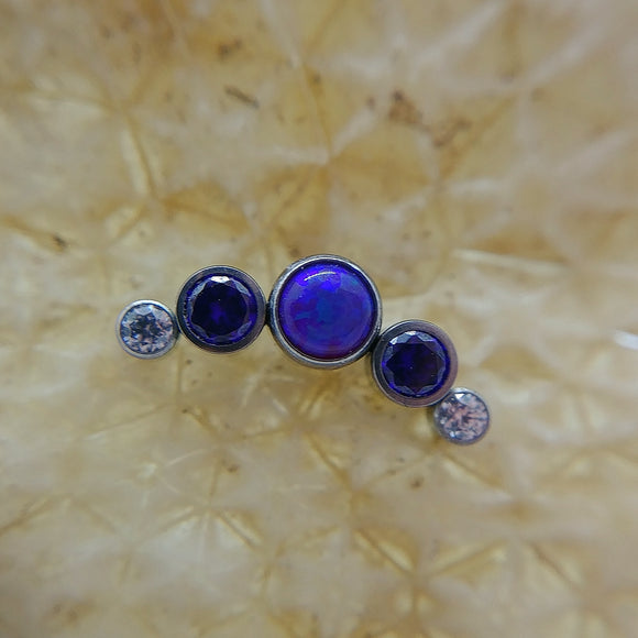 Purple synthetic opal and cz cluster - Qualiti - Pain Couture Body Piercing