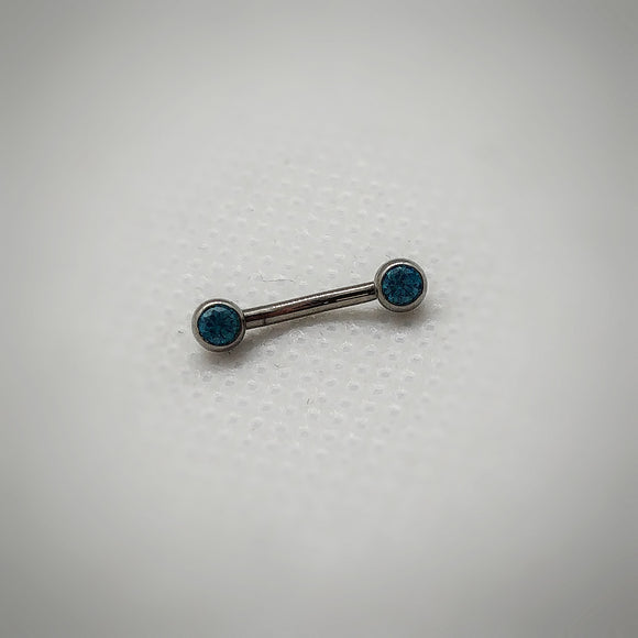 Threadless curved bar with mintgreen cz by Neometal