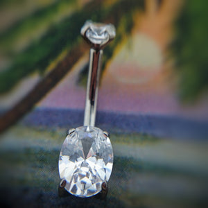 SALE! Oval Crystal CZ Navelcurve