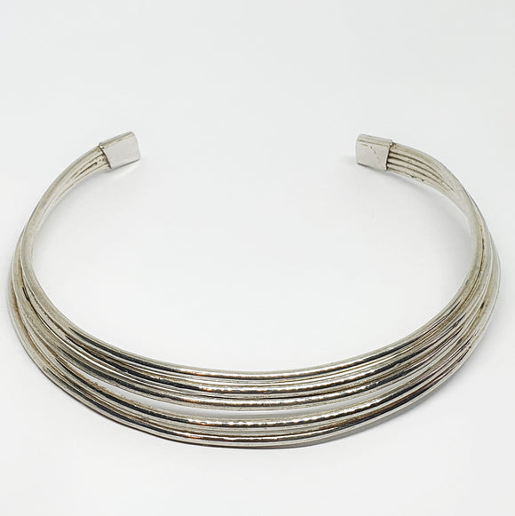 Silver plated multiple ring necklace