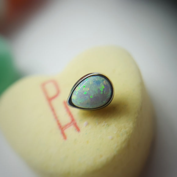 synthetic opal teardrop piercing